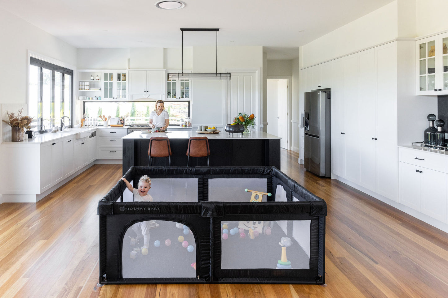 Black Baby Playpen 1.8m x 1.5m With Mat